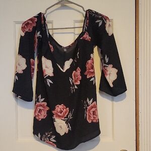 Floral Black and Pink Women's Top
